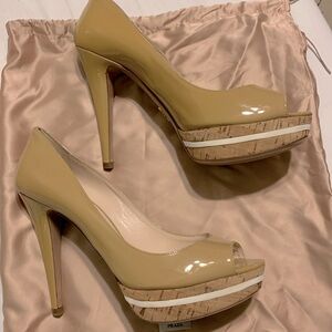 Prada heels; peep toe; size 9.5; patent leather